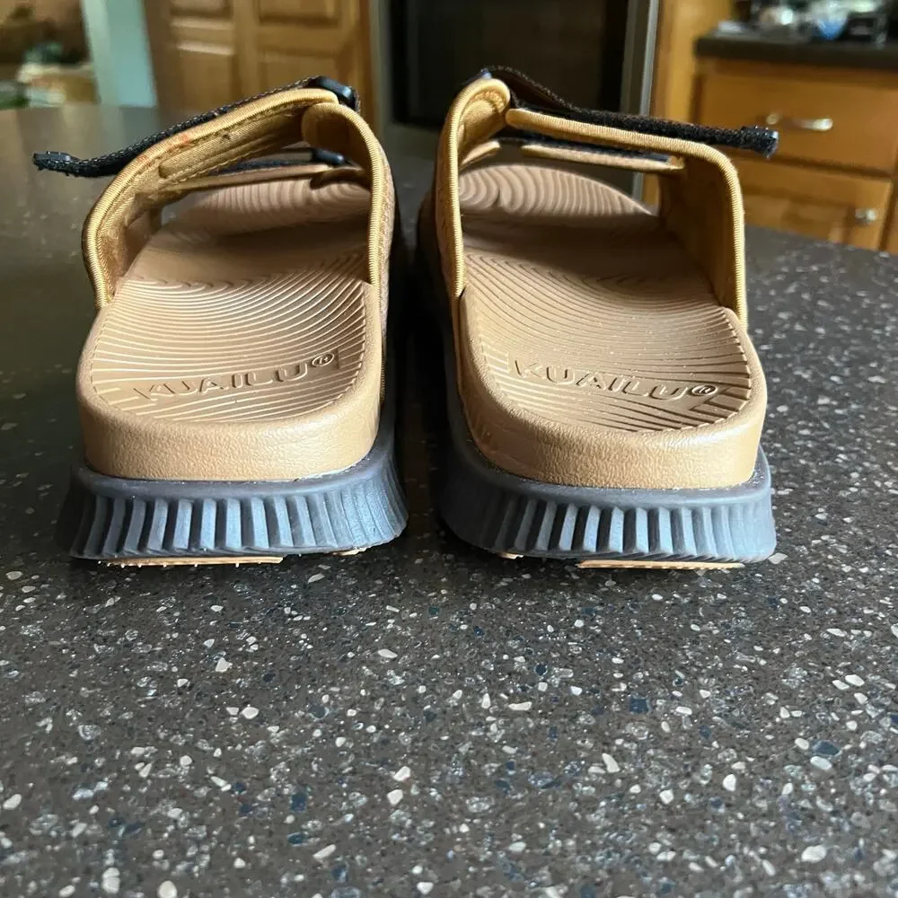 KuaiLu Mens Orthotic Sandals Athletic Arch Support Recovery Walking Slides -13